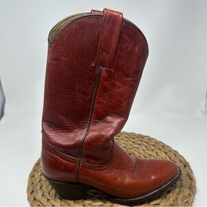 Frye Red Leather Mid-Calf Heeled Boots